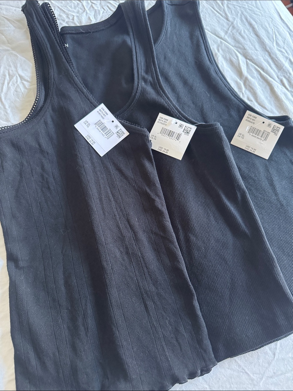 American Eagle Outfitters Black Ribbed Tank Tops - Pack of 3